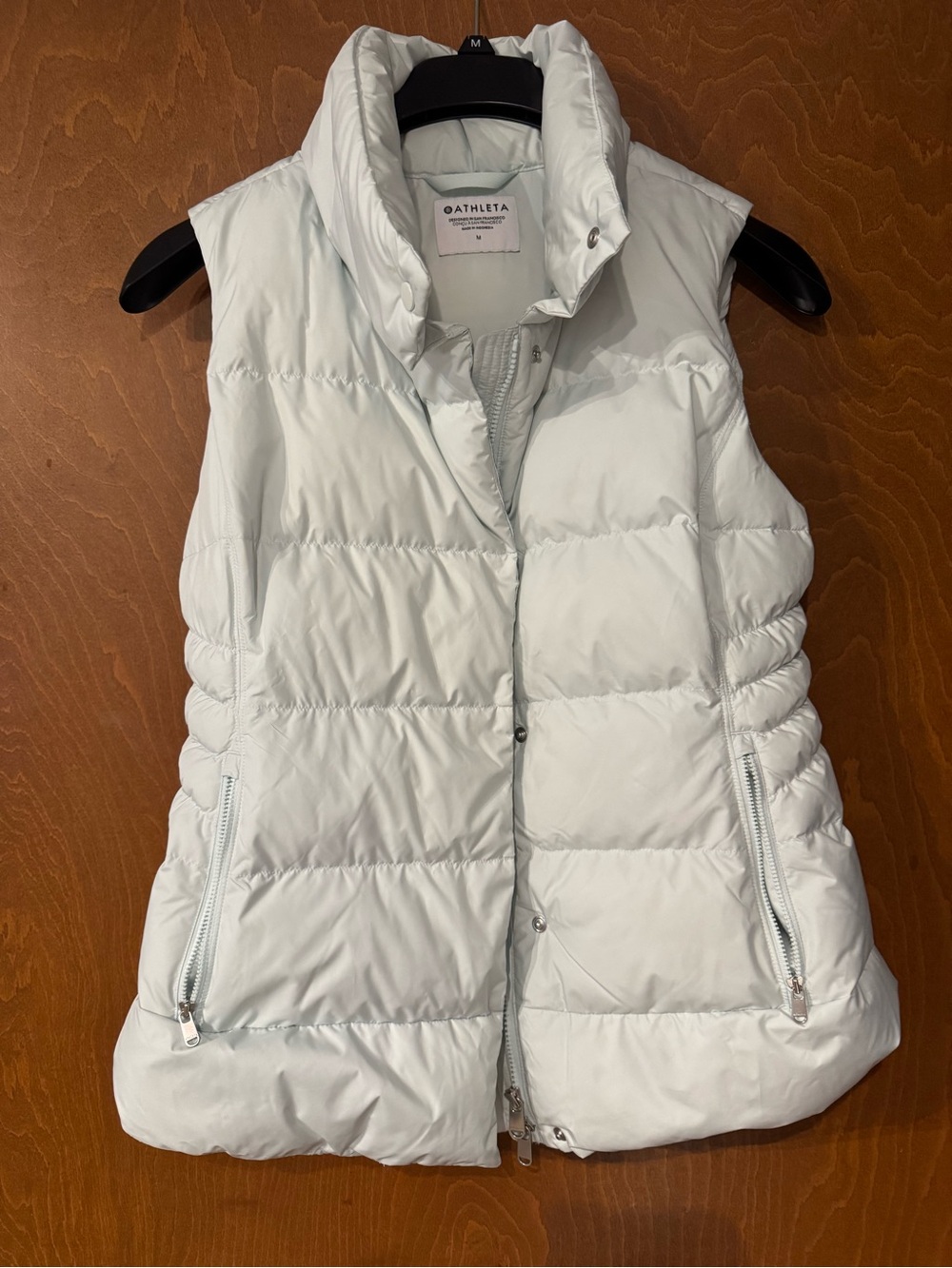 Athleta Downtown Goose Down Puffer Vest Women's Size M Full
Zip Mint Green
